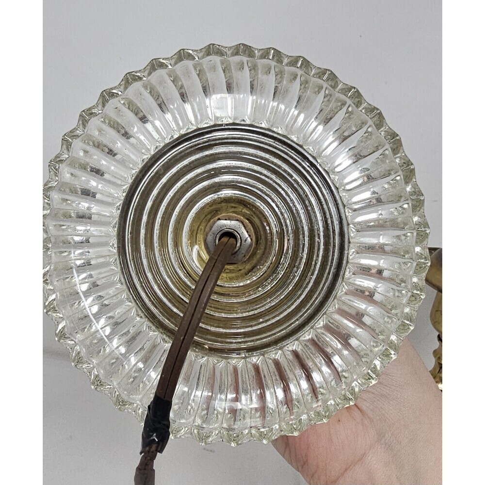 Vtg Antique Art Deco Molded Glass Metal Desk Side Table Lamp MCM 9” Pair Works - Picture 5 of 14